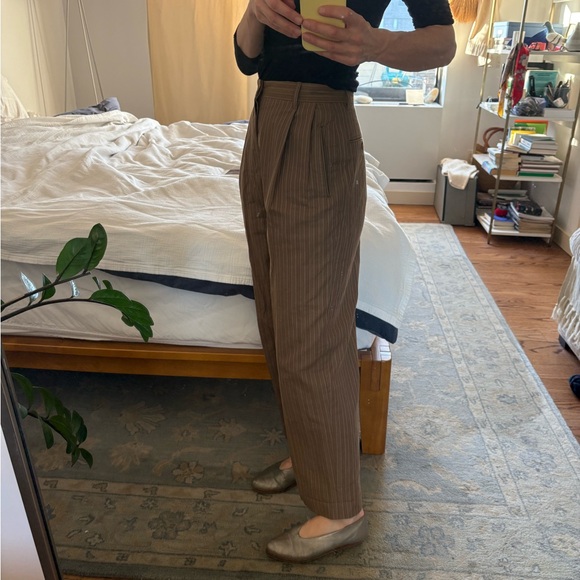 Romeo Gigli cotton pleated trousers Women's brown striped - Picture 11 of 11